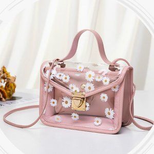 Transparent Pink Daisy Bag